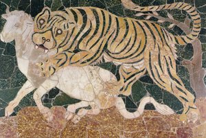 Panel que representa un tigre atacando